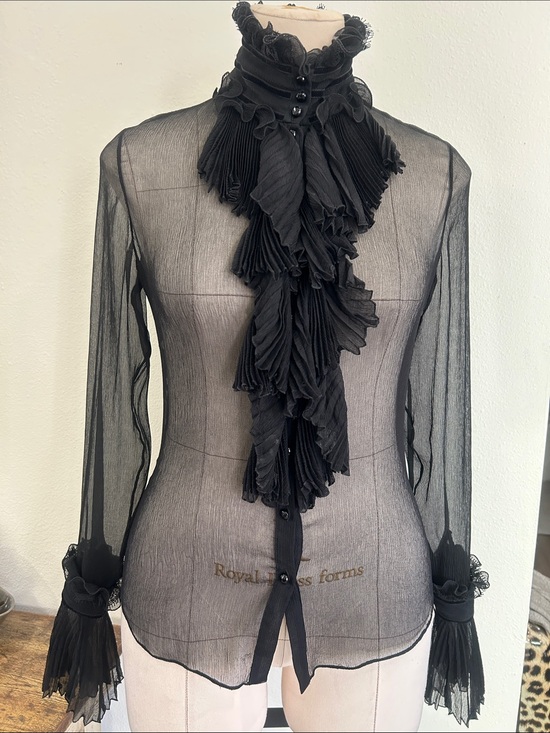 Ralph Lauren Tops - Ralph Lauren Black Label silk ruffle button down blouse black S